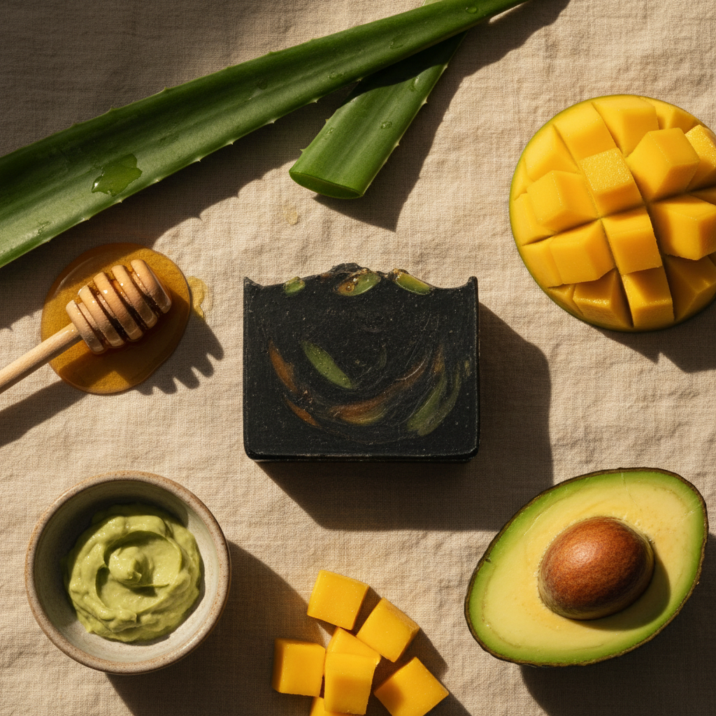 Handcrafted Black Aloe Jojoba Honey Mango Avocado Body Soap